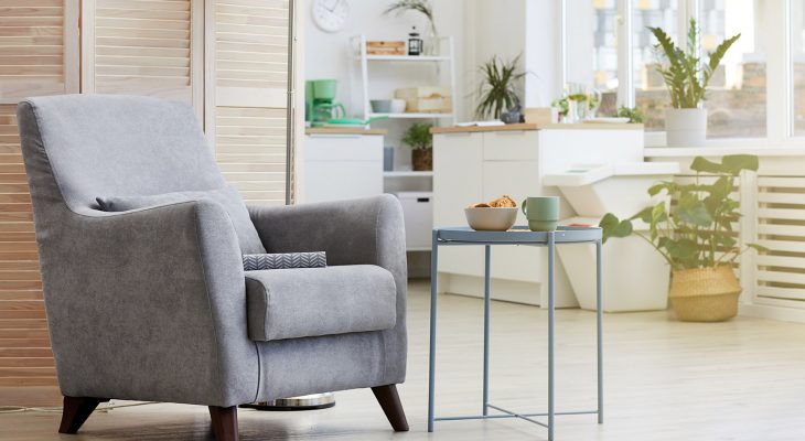 Image of cosy modern armchair in the living room at house